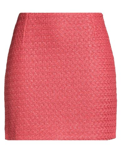 Woman Mini skirt Coral Size 4 Cotton, Polyamide