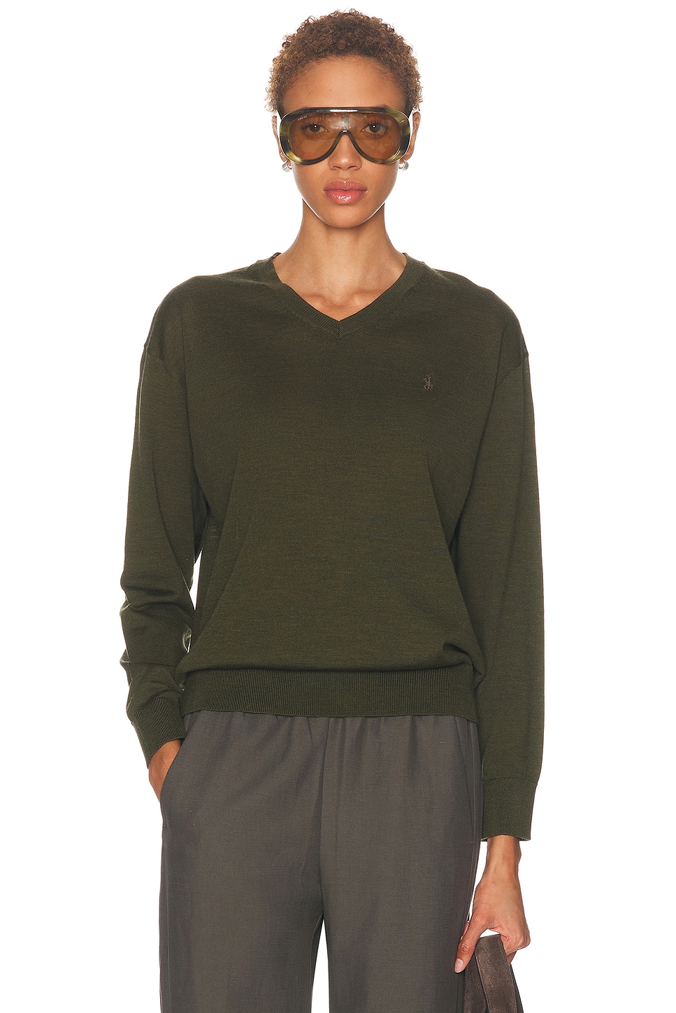 Polo Ralph Lauren V-Neck Sweater in Dark Green