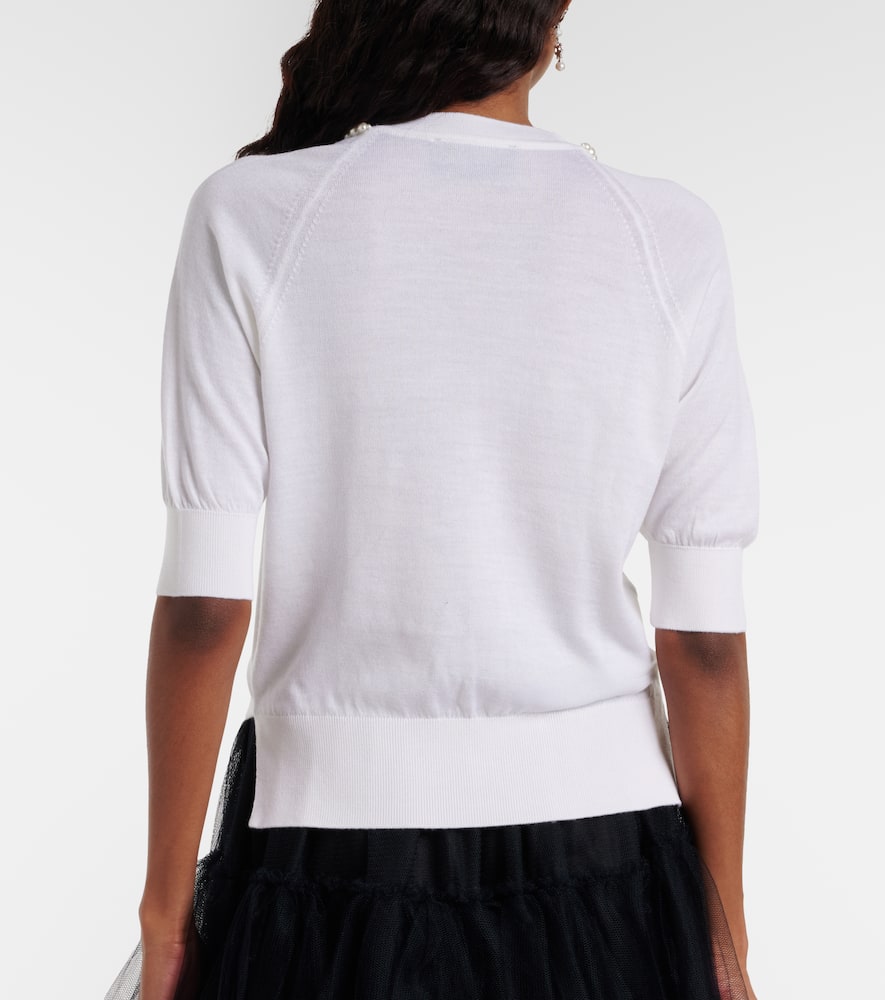 Embellished wool and silk top