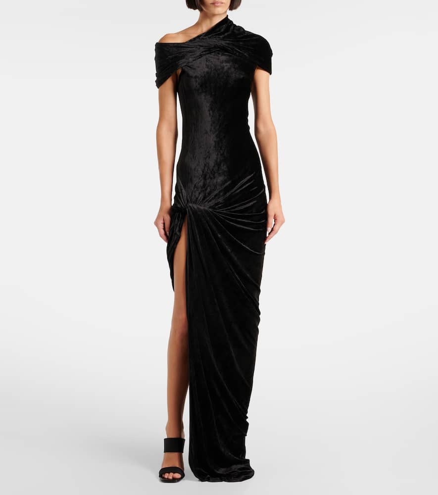 Lola asymmetric velvet gown