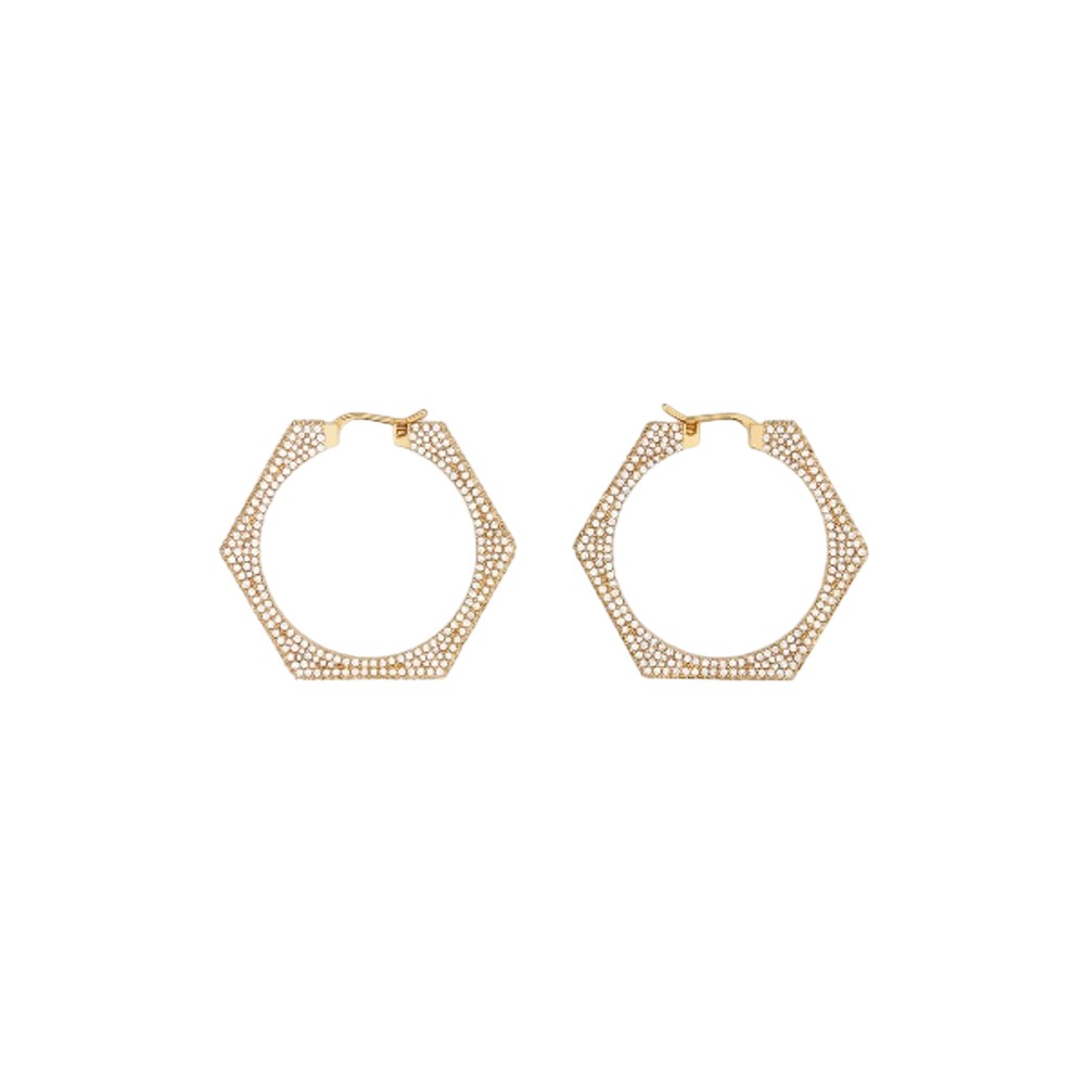 Light Gold Crystal Gold-Plated Nut Hoop Earrings