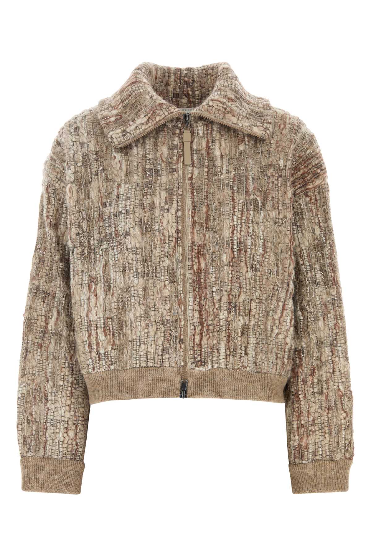 Mohair Blend Bomber Jacket — Beige