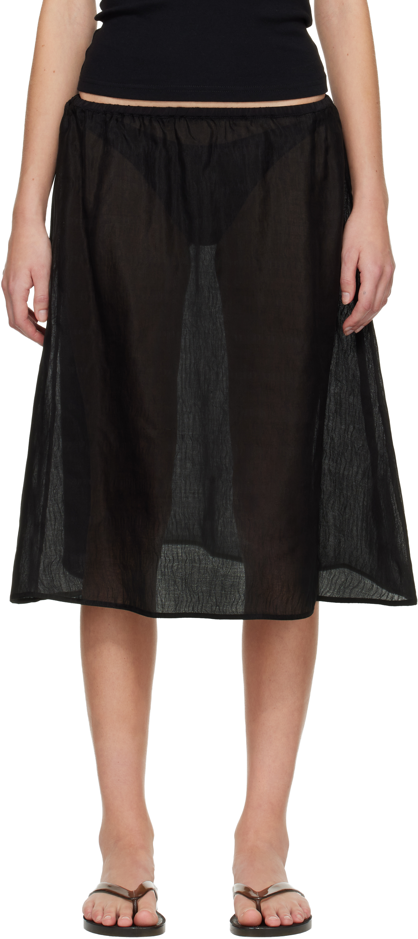 Black Sheer Midi Skirt