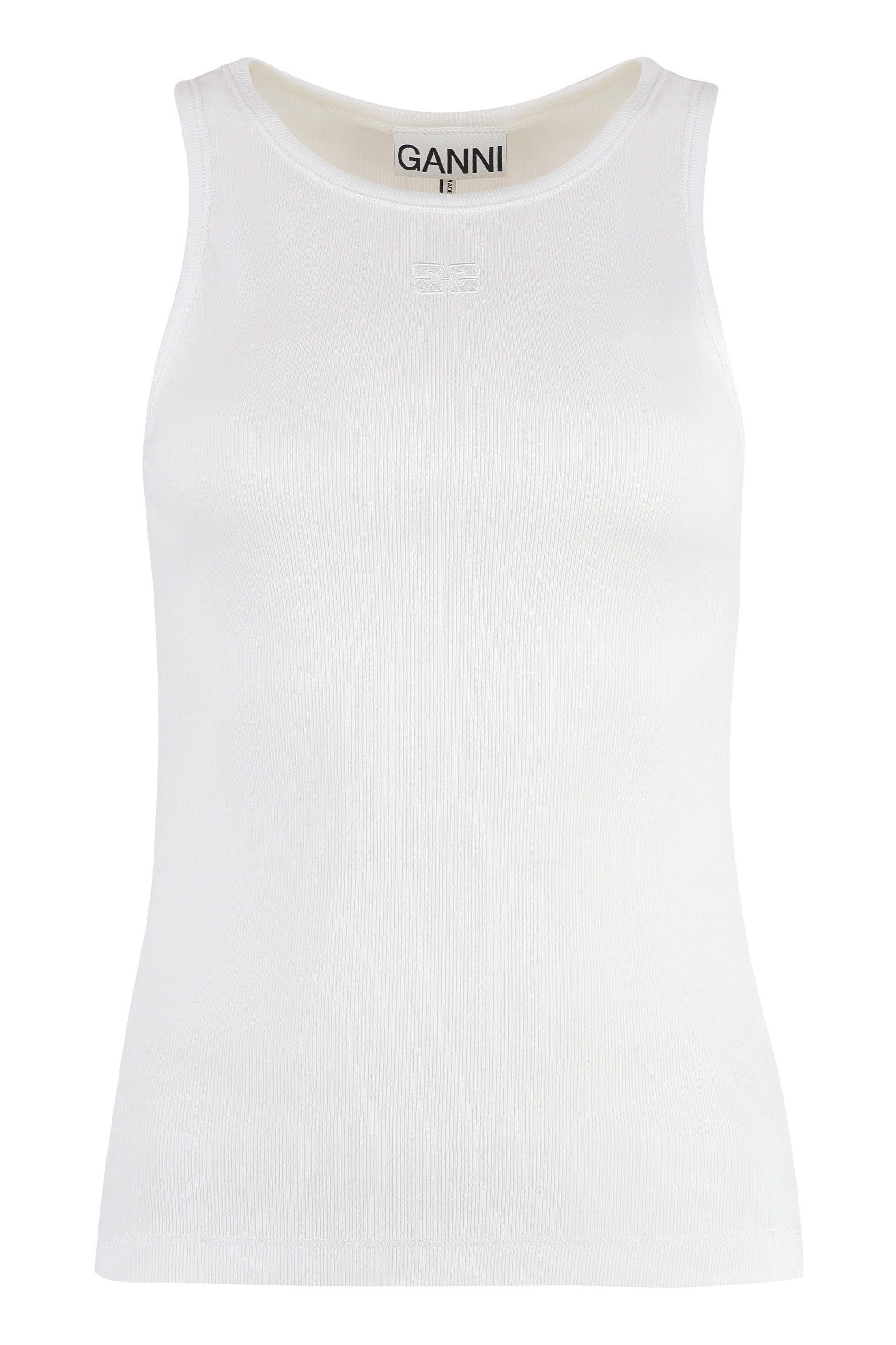 Ribbed Cotton Tank Top — White