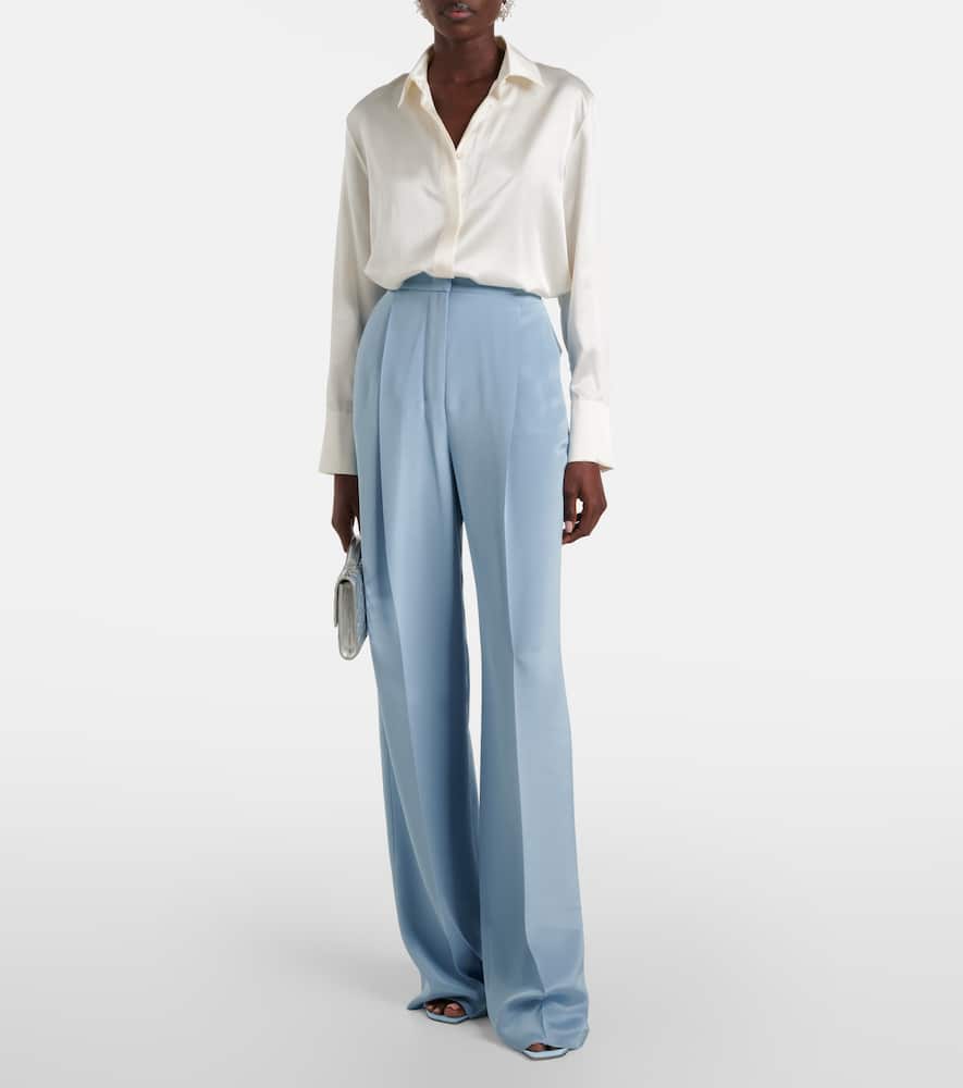 Origano high-rise silk wide-leg pants