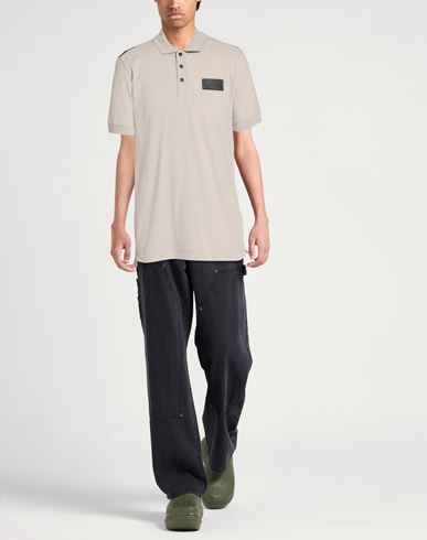 Man Polo shirt Beige Size L Cotton, Polyester, Elastane