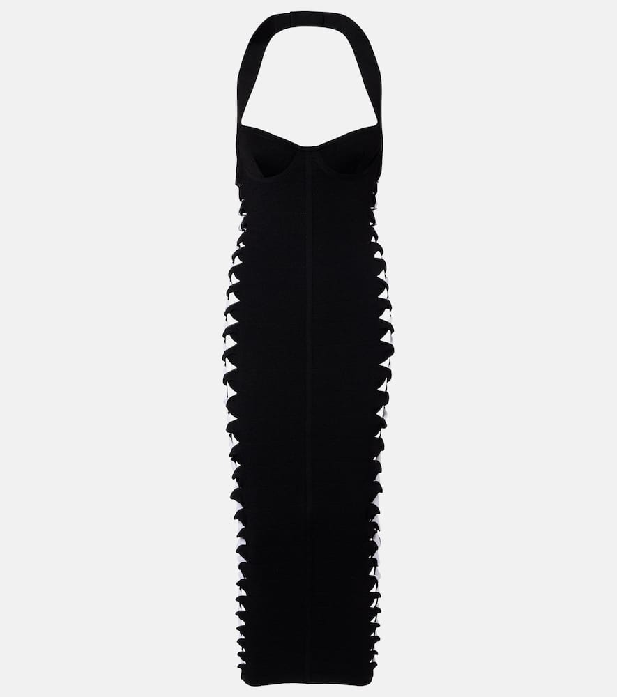 Cutout halterneck jersey midi dress