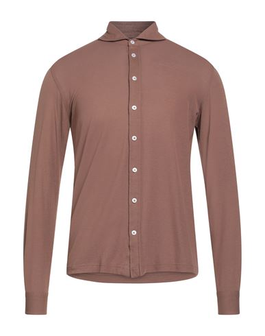 Man Shirt Brown Size 36 Cotton
