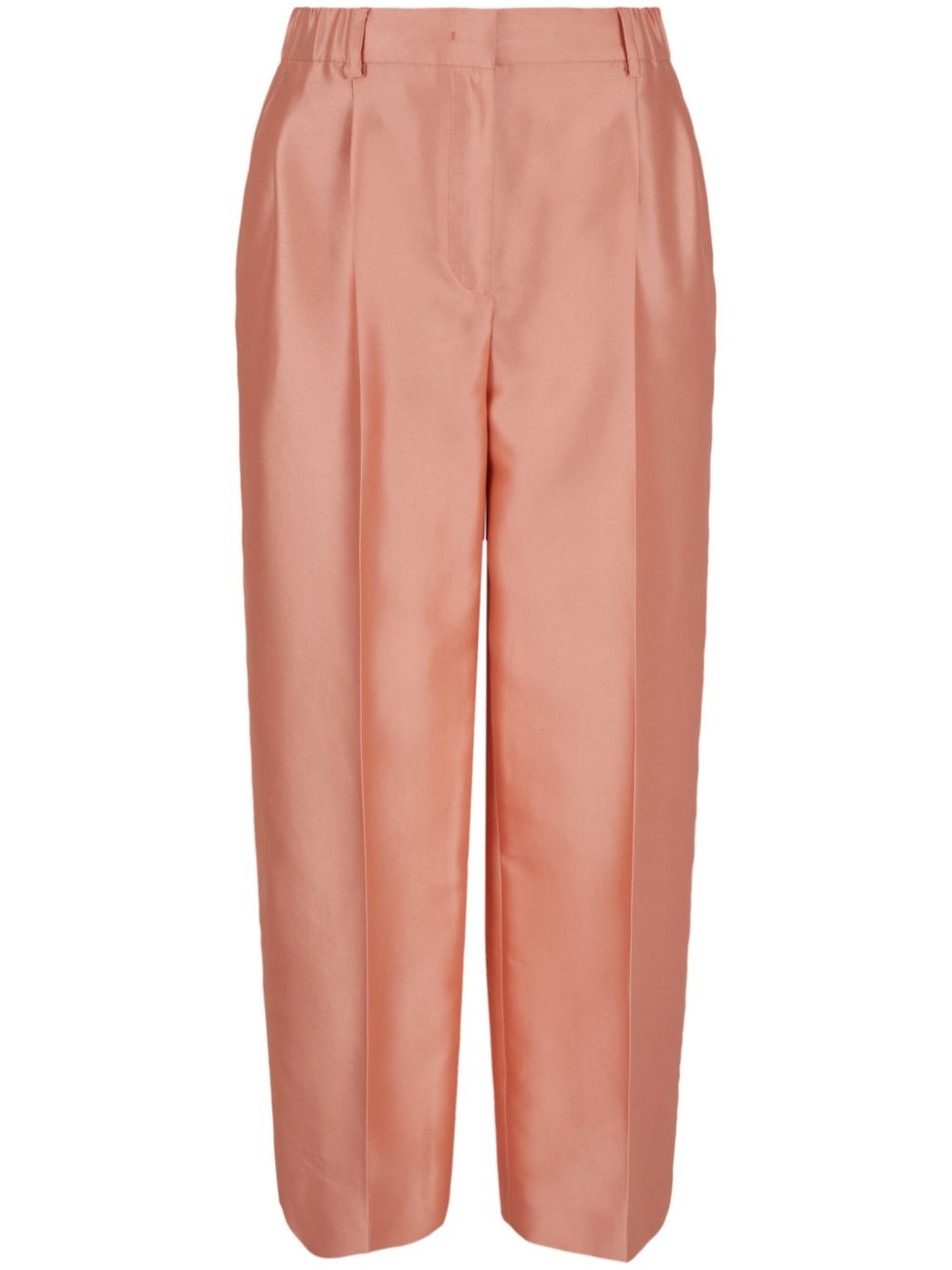 High-waisted cropped silk trousers - Orange