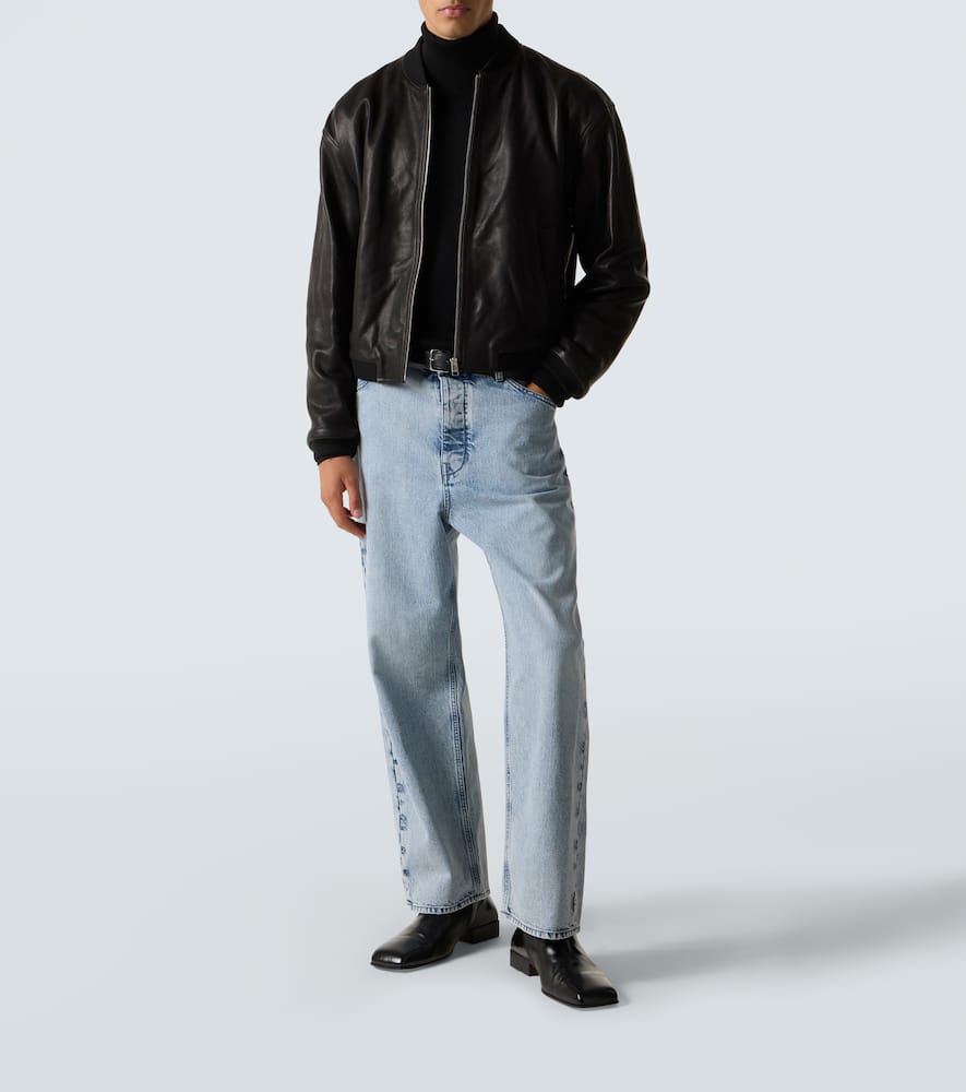 Leather bomber jacket