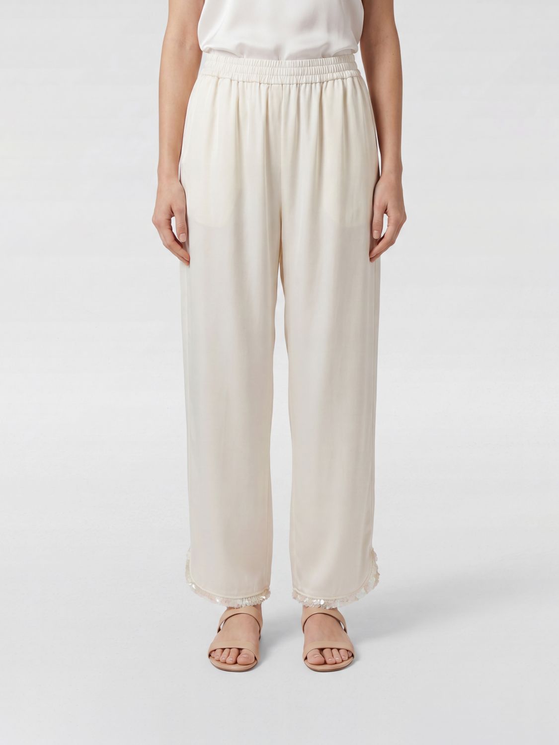Pants Woman color Cream