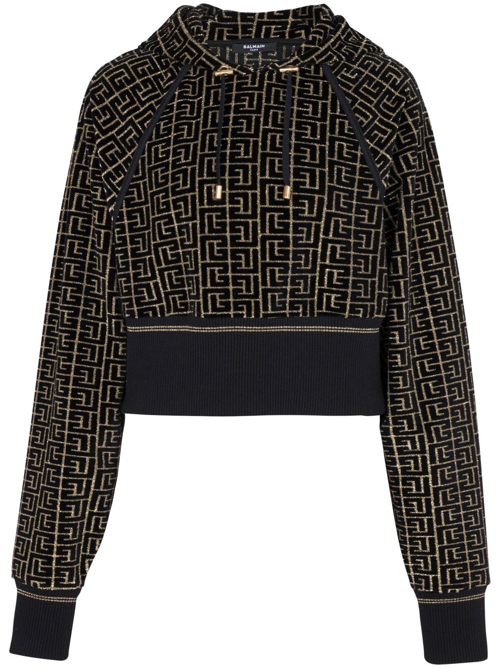 Monogram cotton-blend hoodie - Black