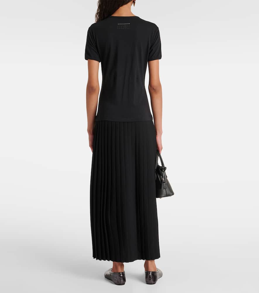 Pleated cotton midi dress