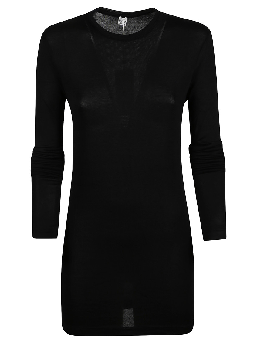 Black Crew Neck Long Sleeves Dress