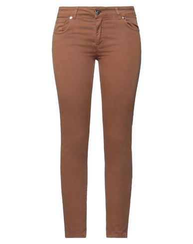 Woman Pants Brown Size 10 Cotton, Elastane