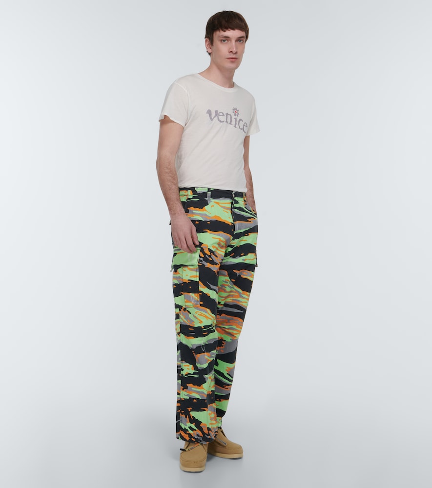 Printed cotton cargo pants