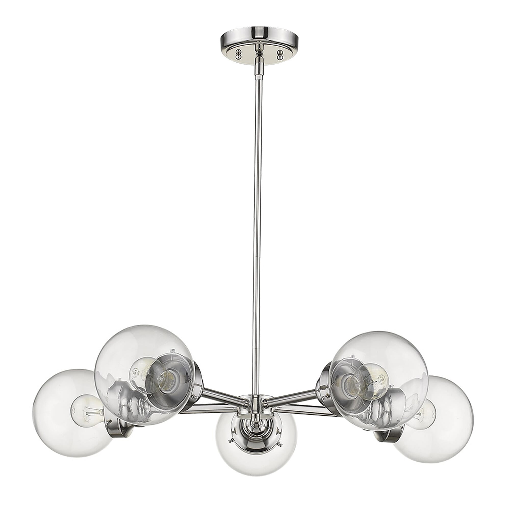 Polished Nickel Five Light Chandelier from the Portsmith Collection