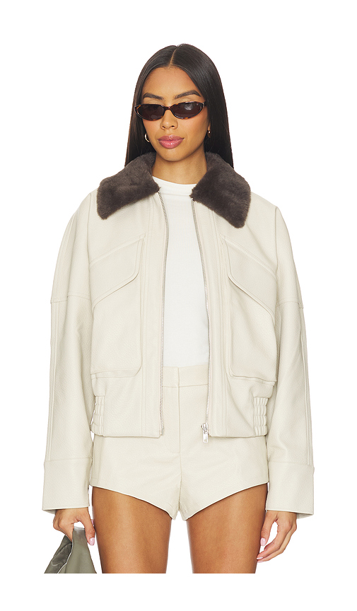 MADISON THE LABEL x REVOLVE Chappell Jacket With Faux Fur Collar in Cream. XS. Also in M, S, XL/1X