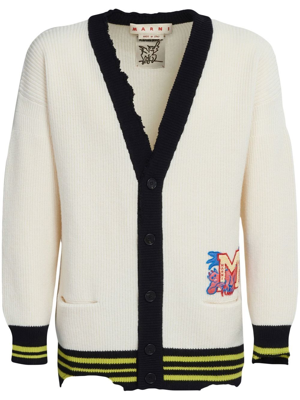Logo-patch knitted cardigan - Neutrals