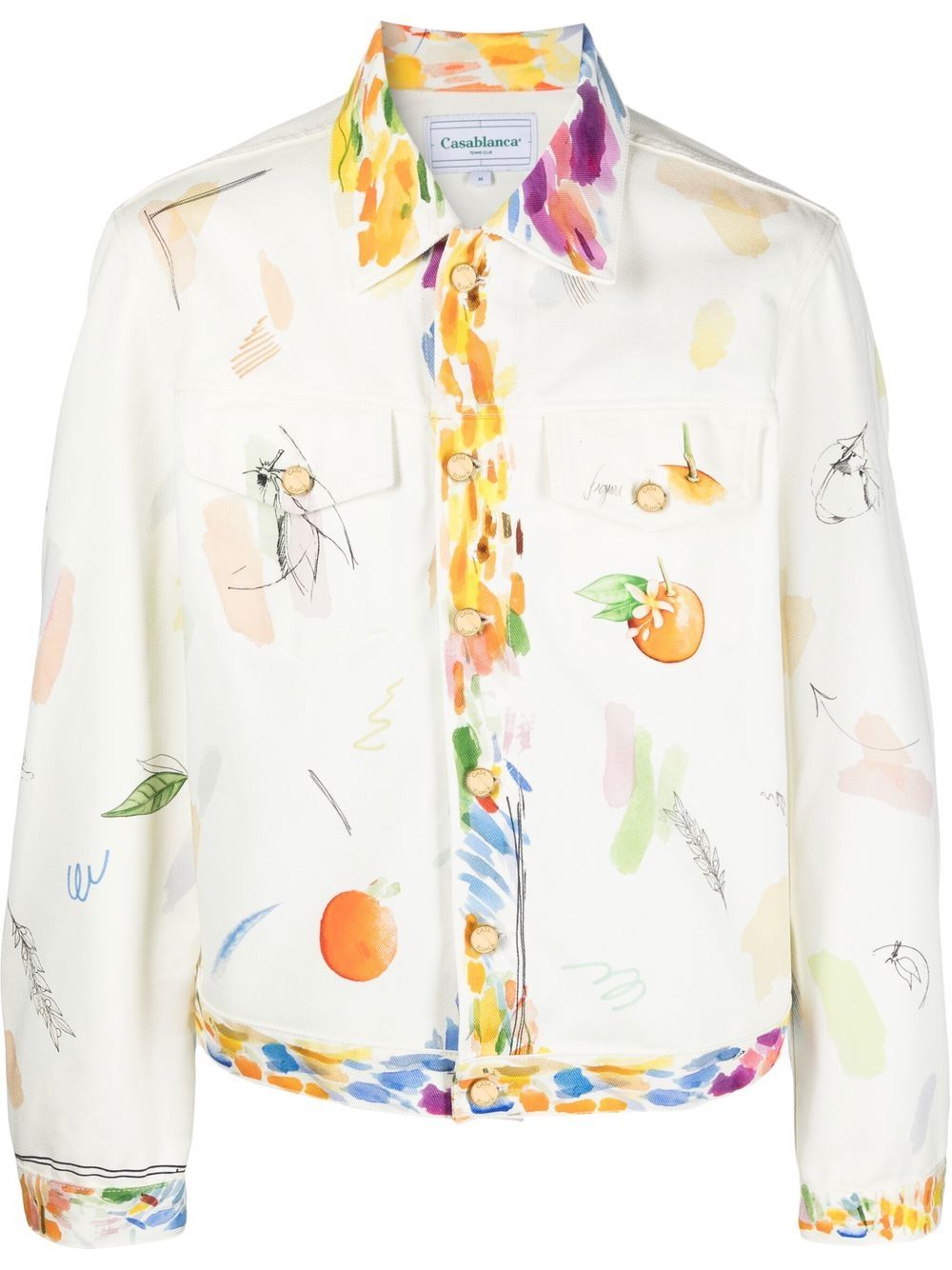 Fruit-print cotton jacket - White