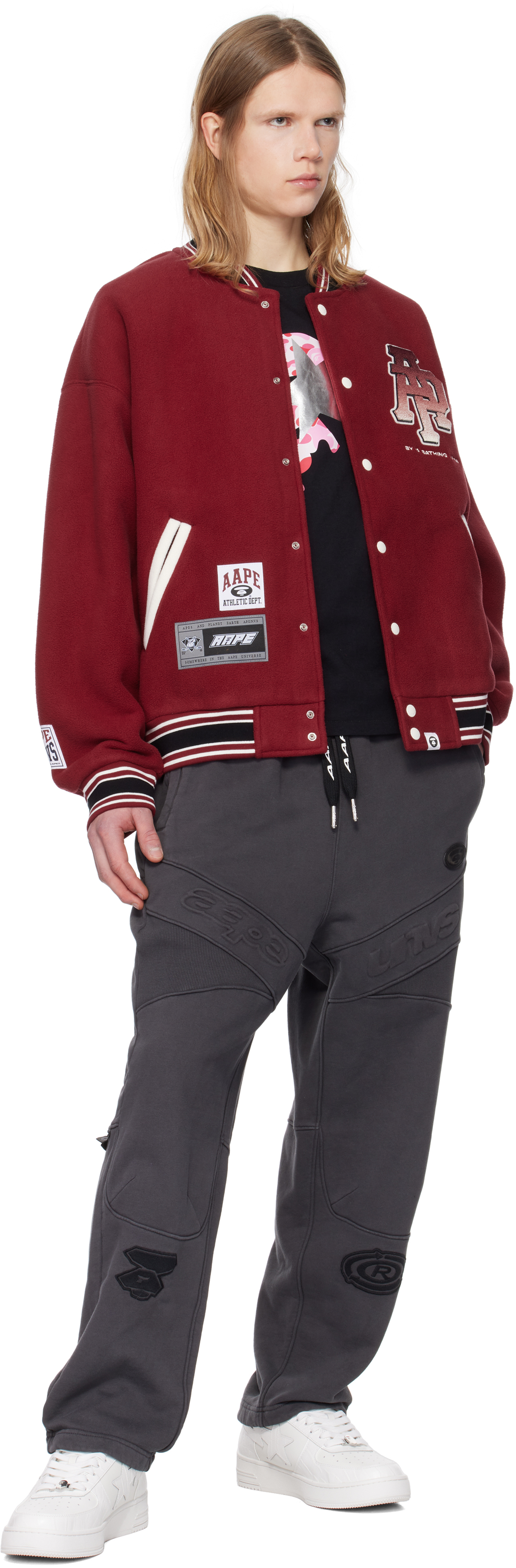 AAPE by A Bathing Ape Red AAPE Main Bomber Jacket