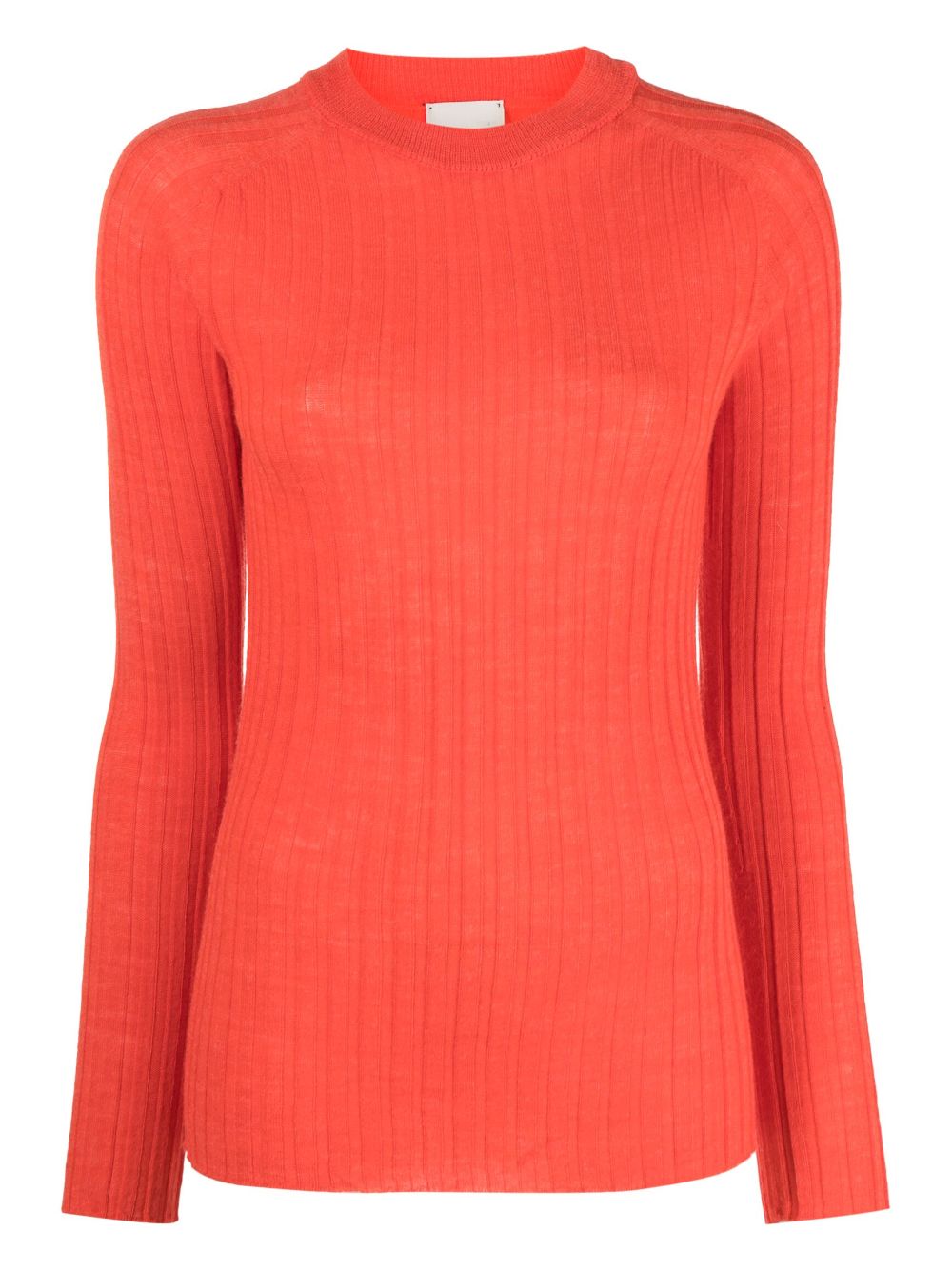 Round-neck chunky ribbed-knit top - Orange