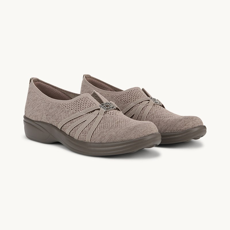For Niche Slip On Shoes Simply Taupe Knit Fabric