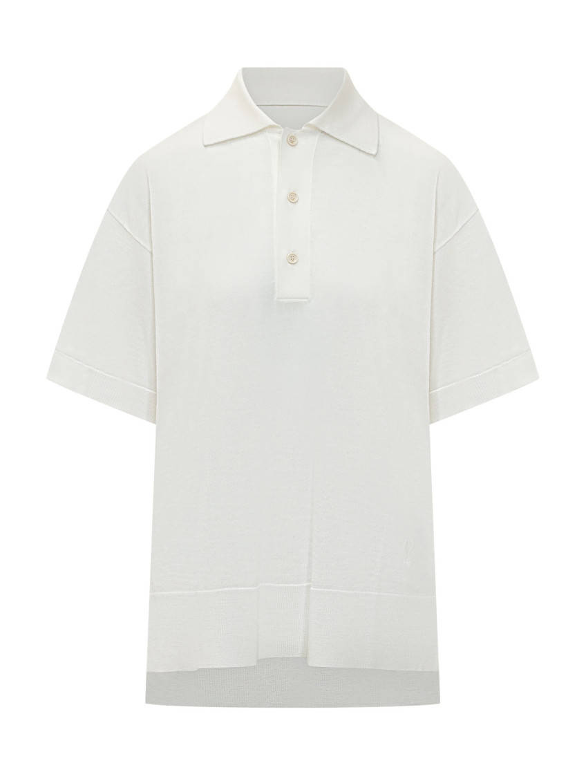 White Solid Shirt Collar Polo