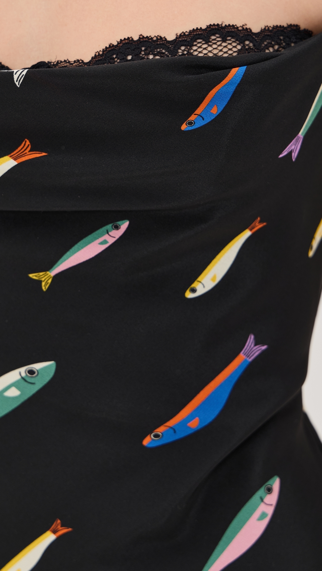 STAUD Evangeline Silk Dress Pop Sardines Black
