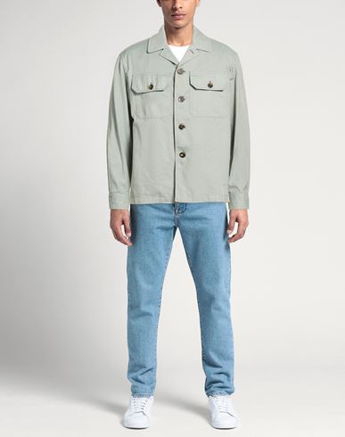 Man Jacket Sage green Size 44 Polyester, Cotton