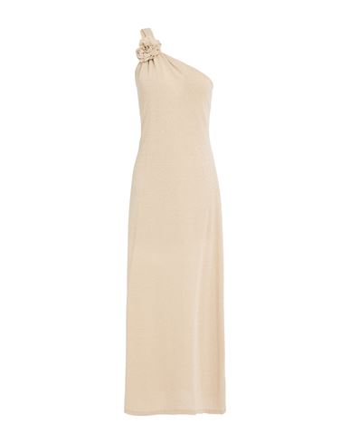Woman Maxi dress Beige Size 6 Cotton, Polyester, Polyamide, Metallic Polyester, Elastane