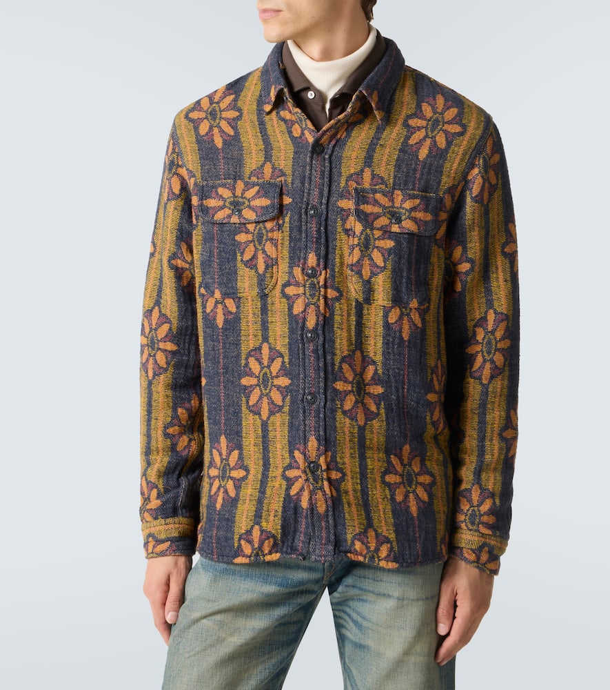 Floral striped cotton jacquard shirt
