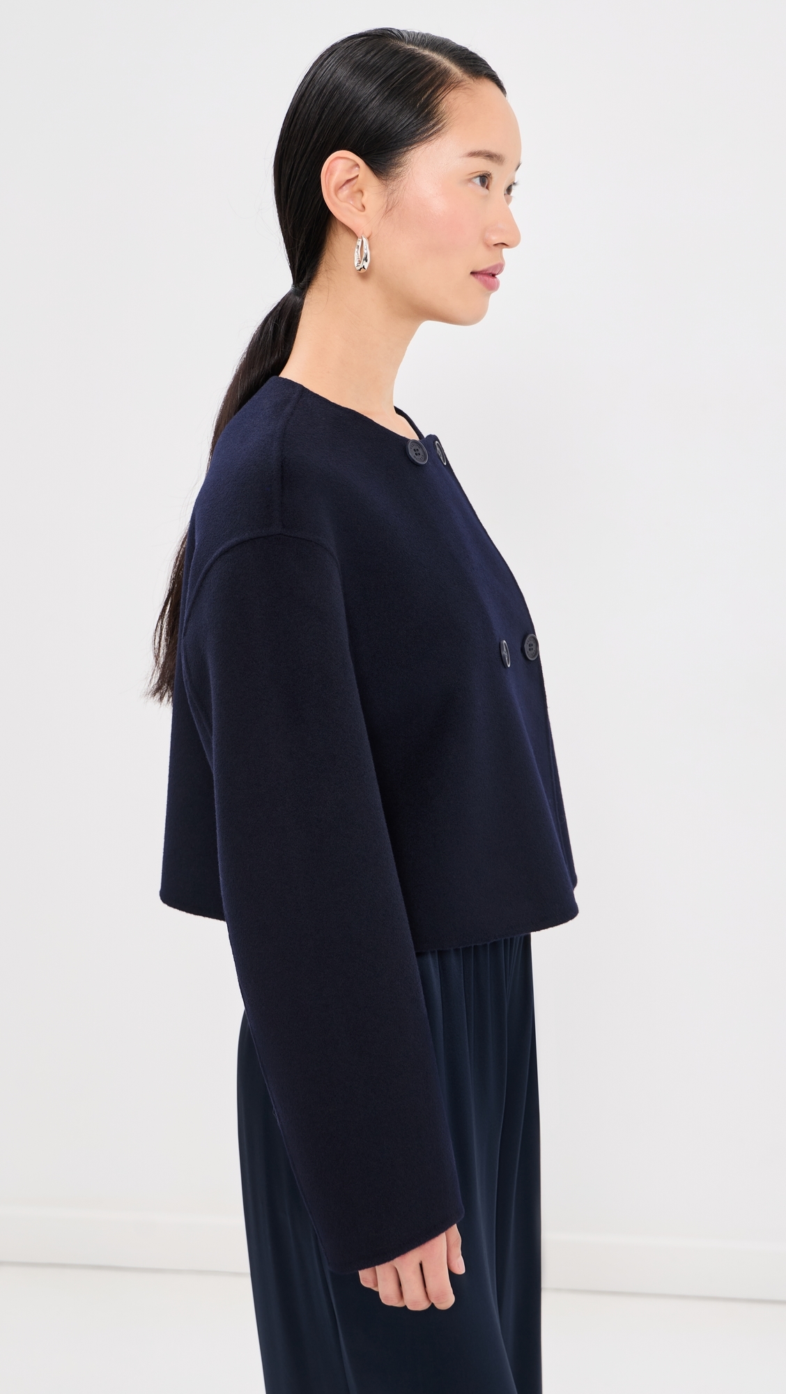 Floren Cropped Double Breasted Jacket Midnight Navy