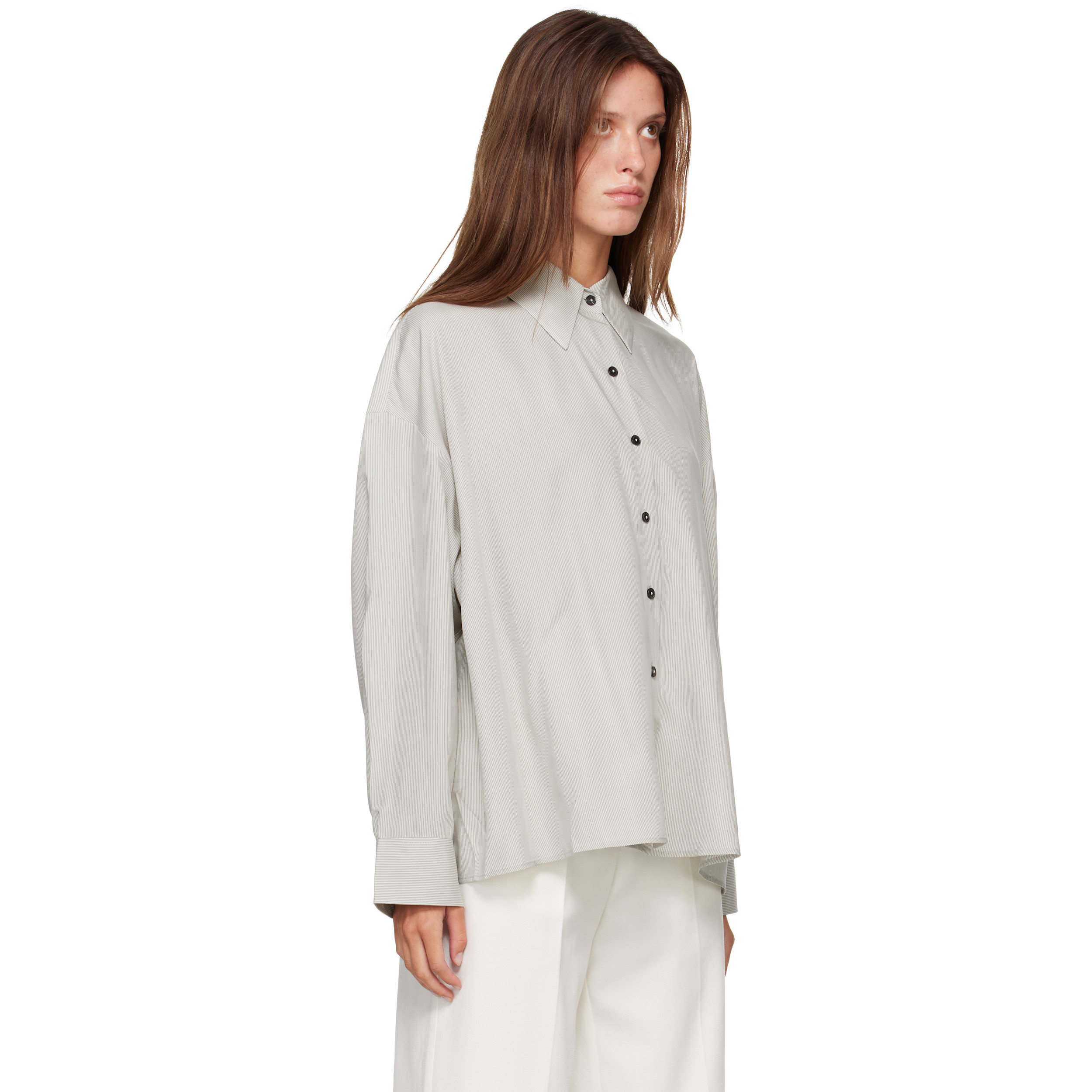Gray Pinstriped Oversized Shirt
