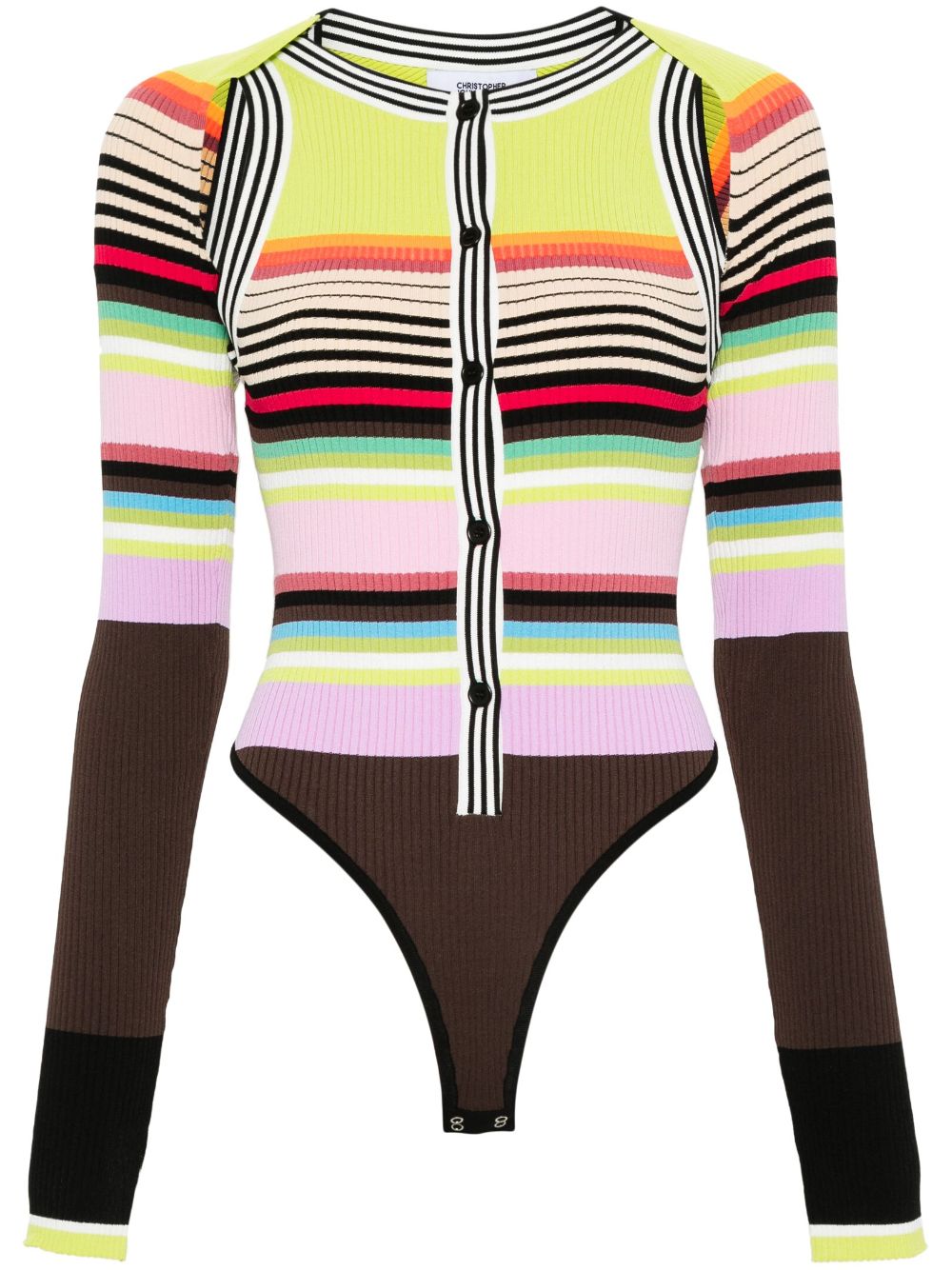 Striped knitted bodysuit and bolero - Green