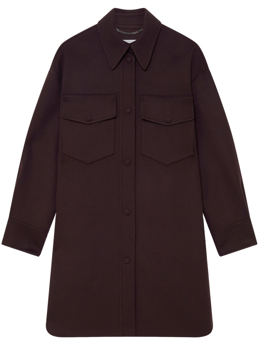 Dark Brown Press-stud Fastening Overshirt