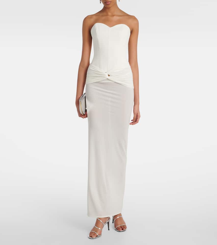 Draped crêpe jersey corset dress