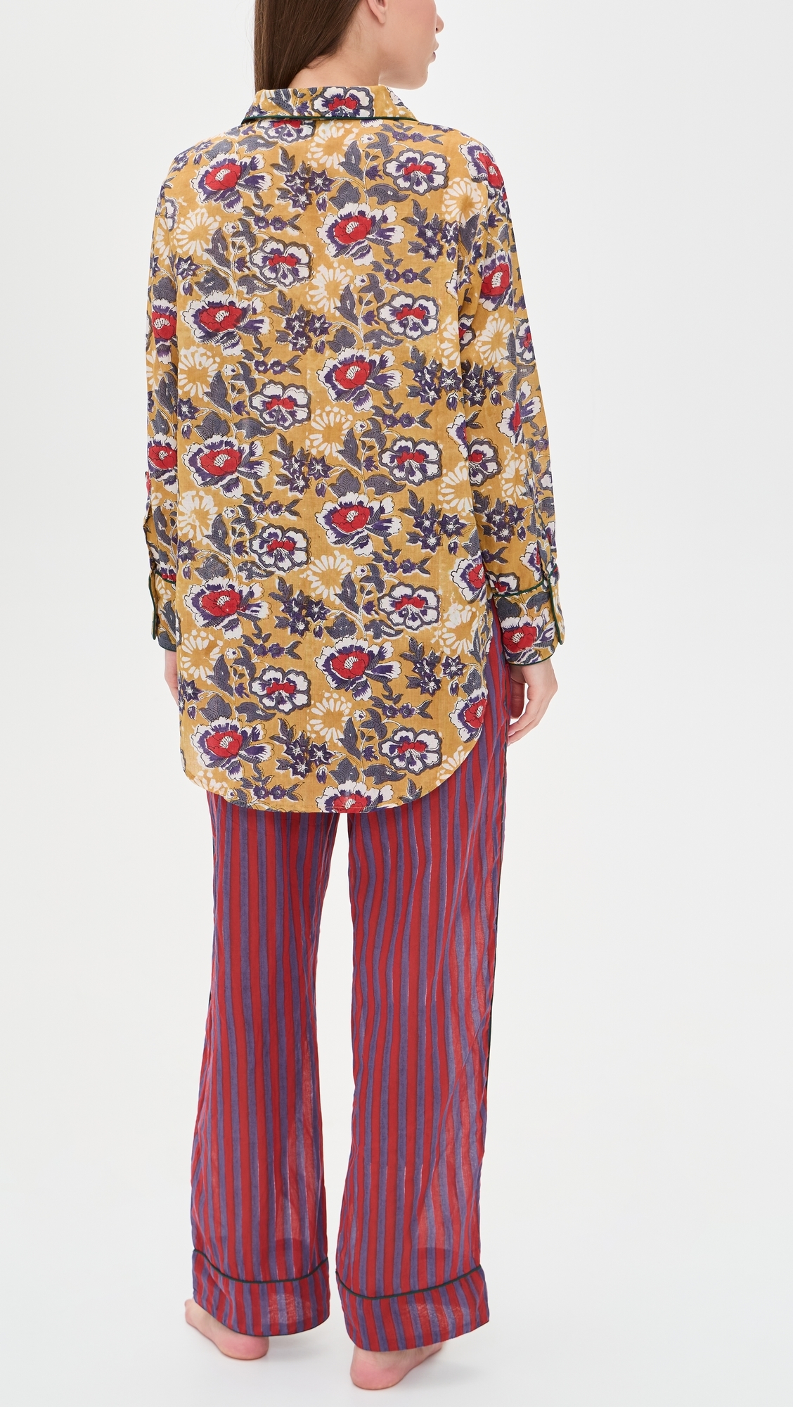 Long Pajama Set Purple & Burgundy Flowers