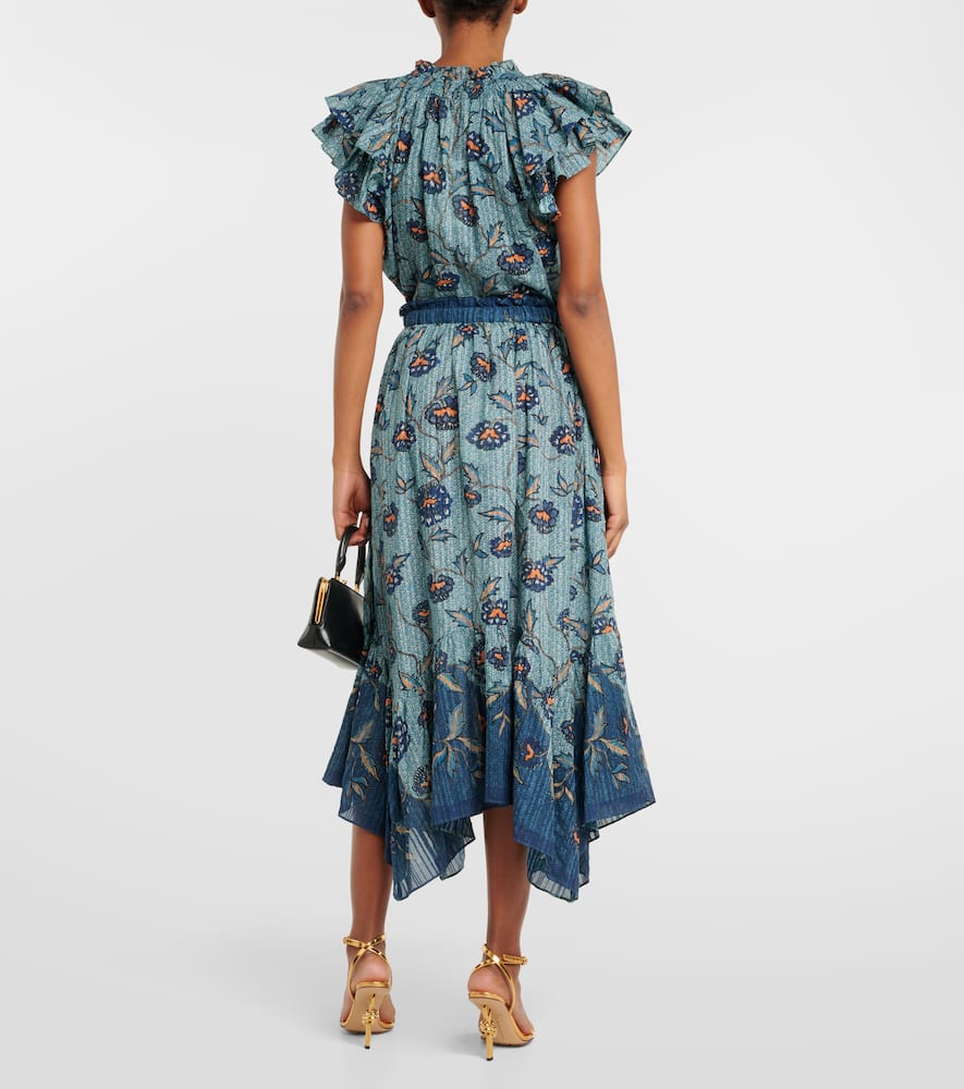 Alice asymmetric cotton-blend midi skirt