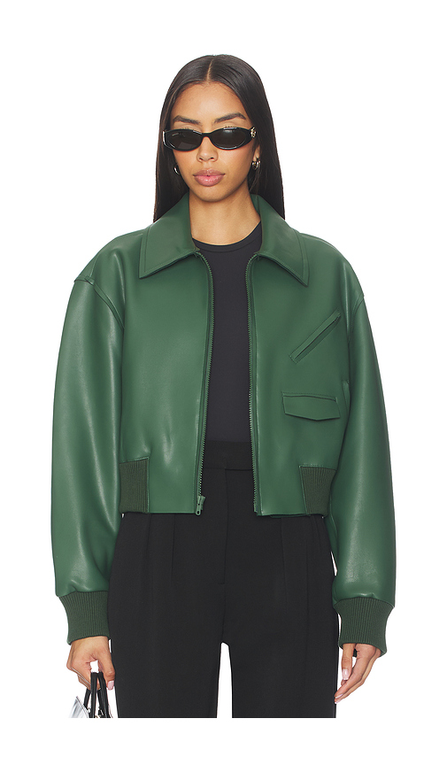 Norma Kamali Mens Zip Front Classic Cropped Jacket en Army. XXS. Also en XS, S