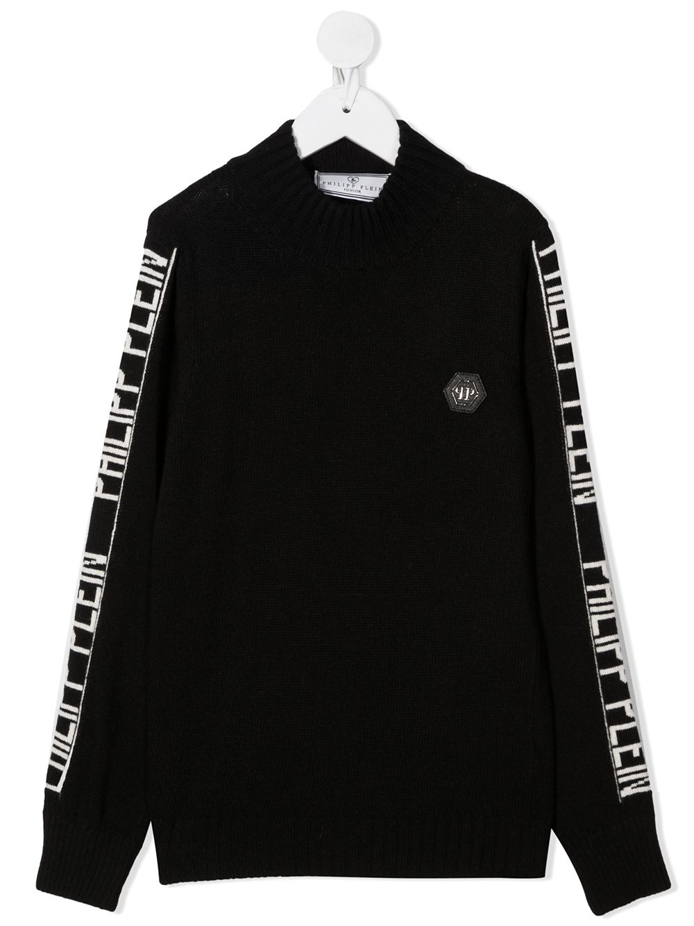 Logo trim intarsia jumper - Black