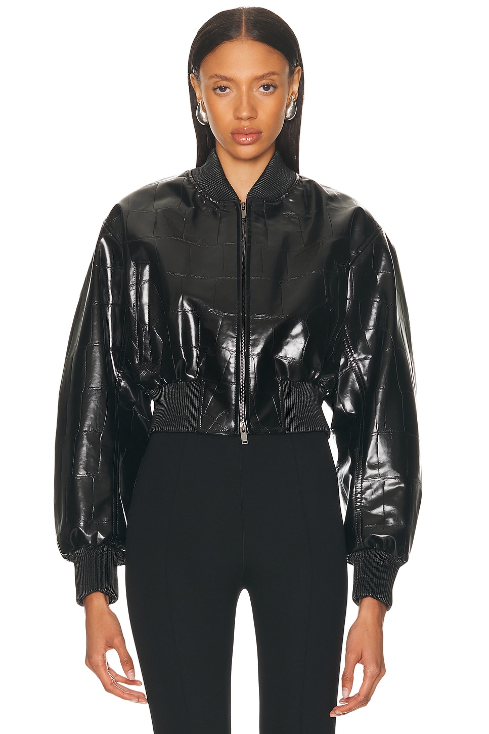 Stella McCartney Croco Bomber in Black - Black.  36 also in