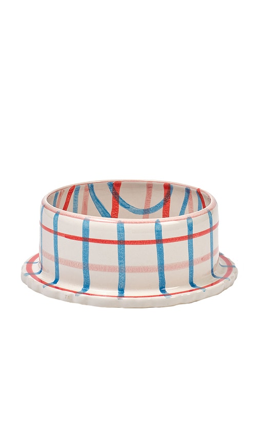 Damson Madder NAPF HAND PAINTED CERAMIC PET BOWL in White