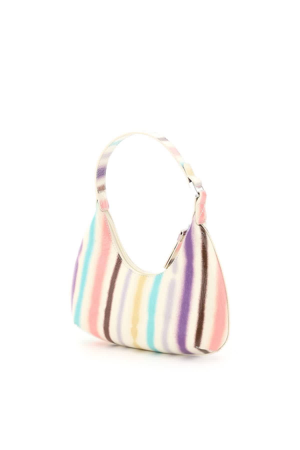 Ivory Ladies Baby Amber Striped Leather Hobo Bag