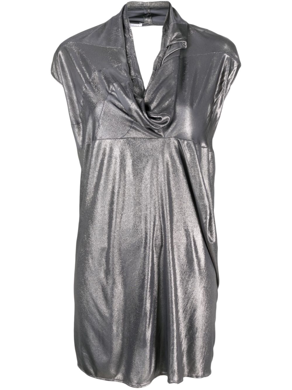 Pre-owned lamé-effect open-back minidress - Silver