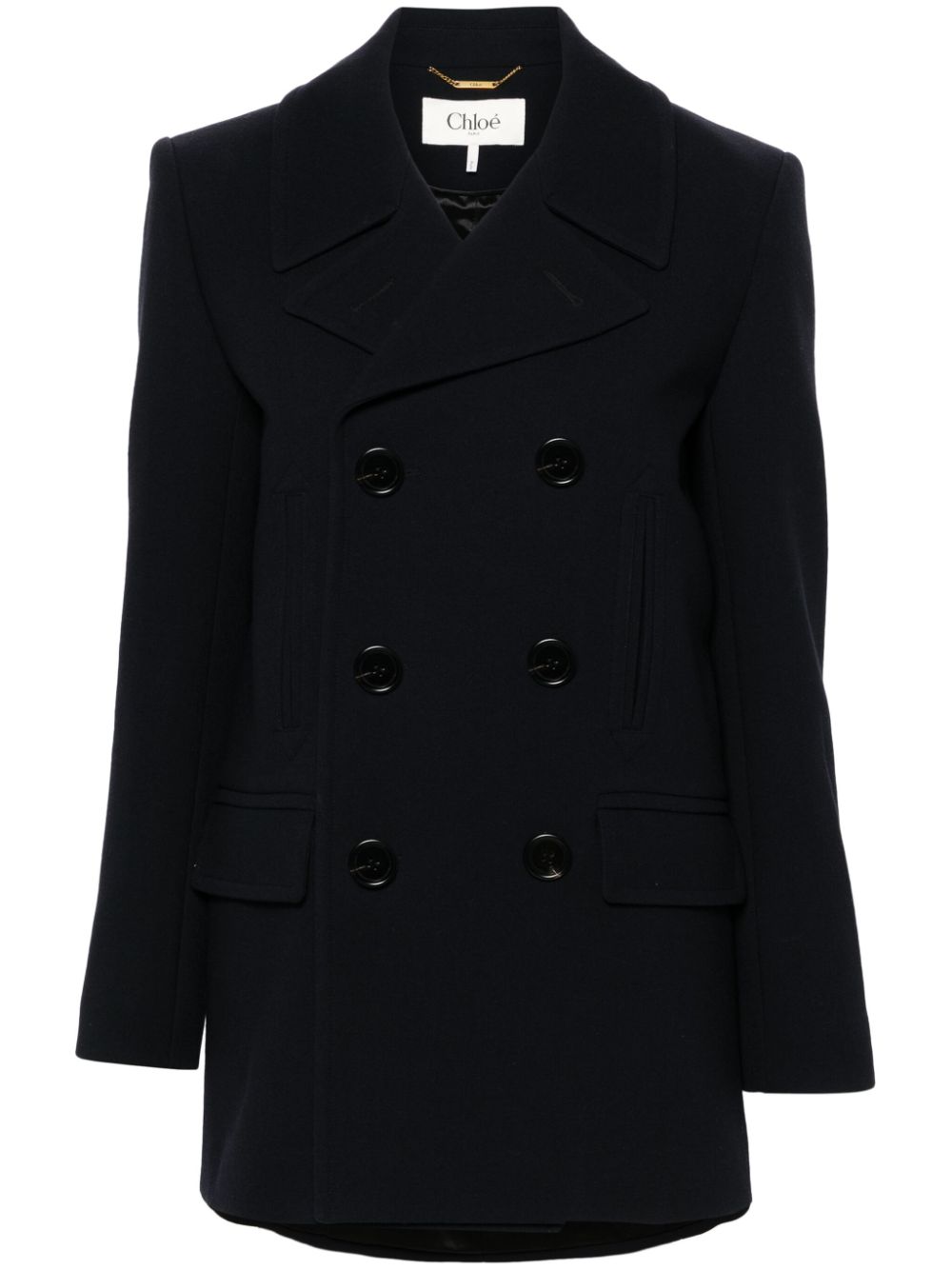 Double-breasted virgin wool coat - Blue