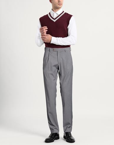 Man Pants Grey Size 35 Polyester, Viscose, Elastane
