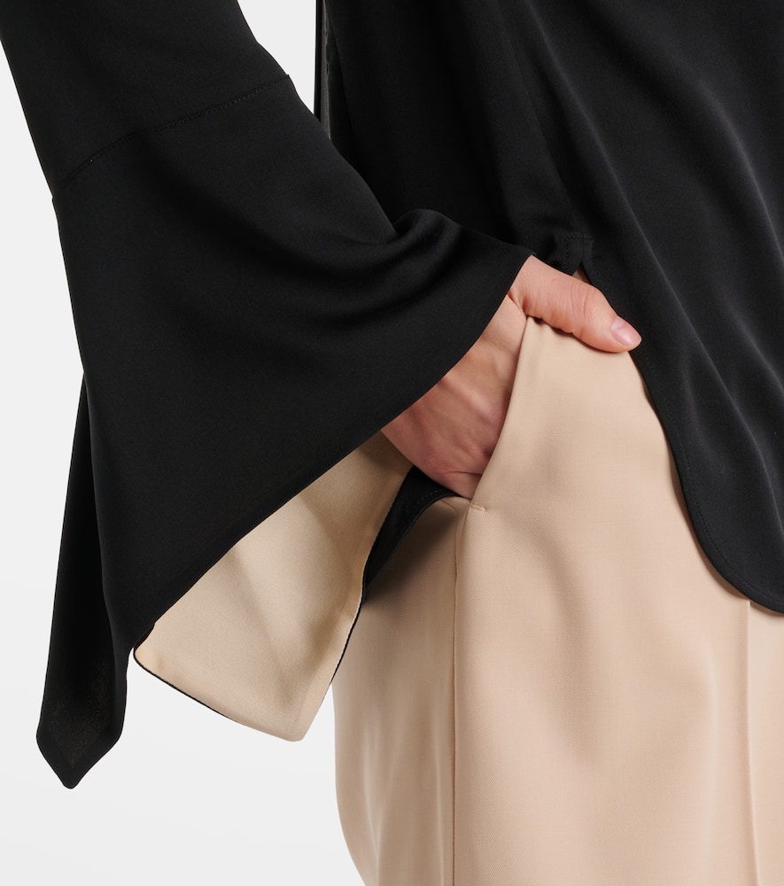 Pio high-rise silk charmeuse wide-leg pants