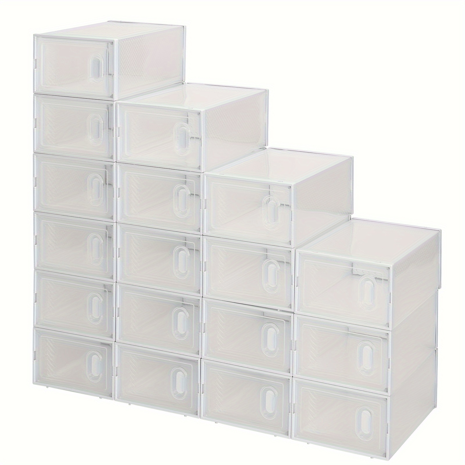 TEMU Autoforever 18/12/6 Pack Clear Plastic Shoe Storage Boxes - Stackable Foldable Space-saving Organizer With Lid, Durable Rectangular Closet