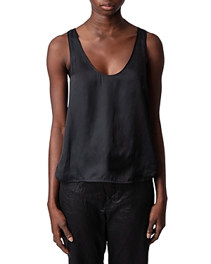 Scoop-neck satin tank top - Neutrals
